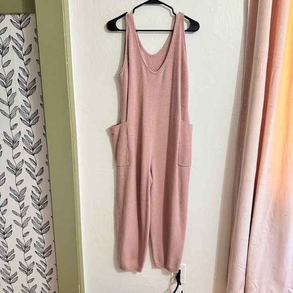 Pink Knit Oversized Baggy Jumpsuit Playsuit Pockets Small - Picture 6 of 8